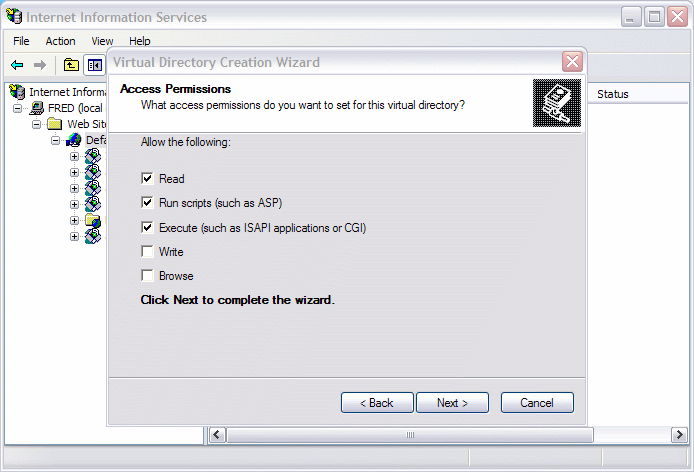 IIS Permissions window